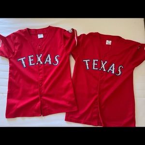A set of (2) Texas Rangers jerseys YL